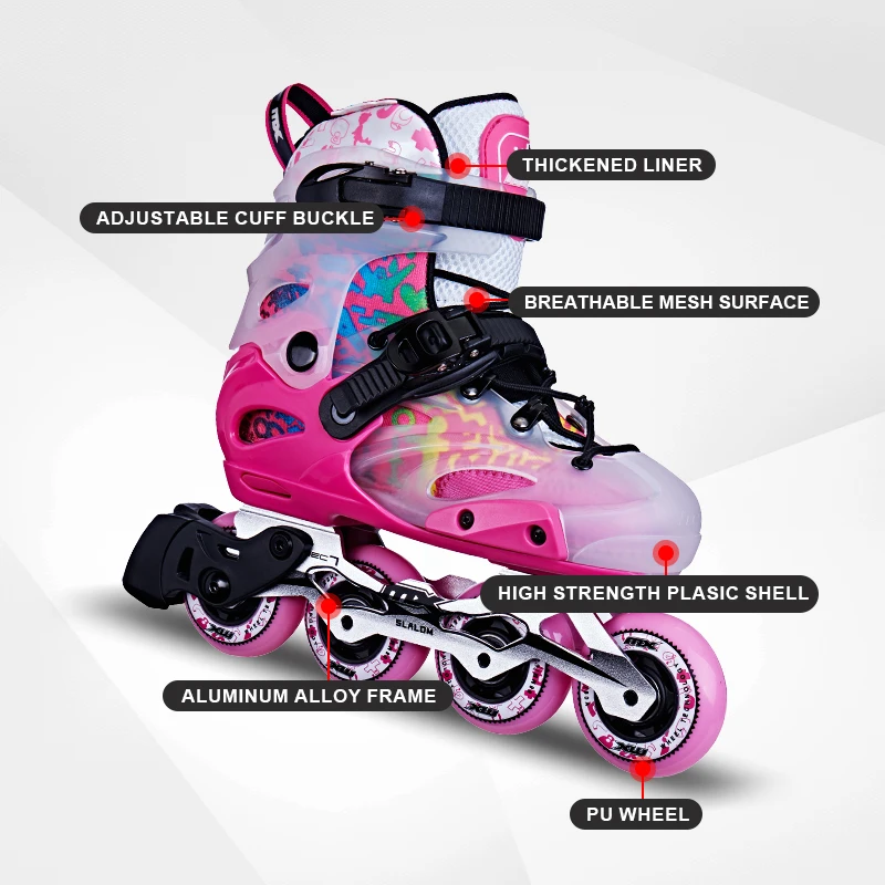 Transparent shell durable slalom freestyle inline roller skates for adults boys girls