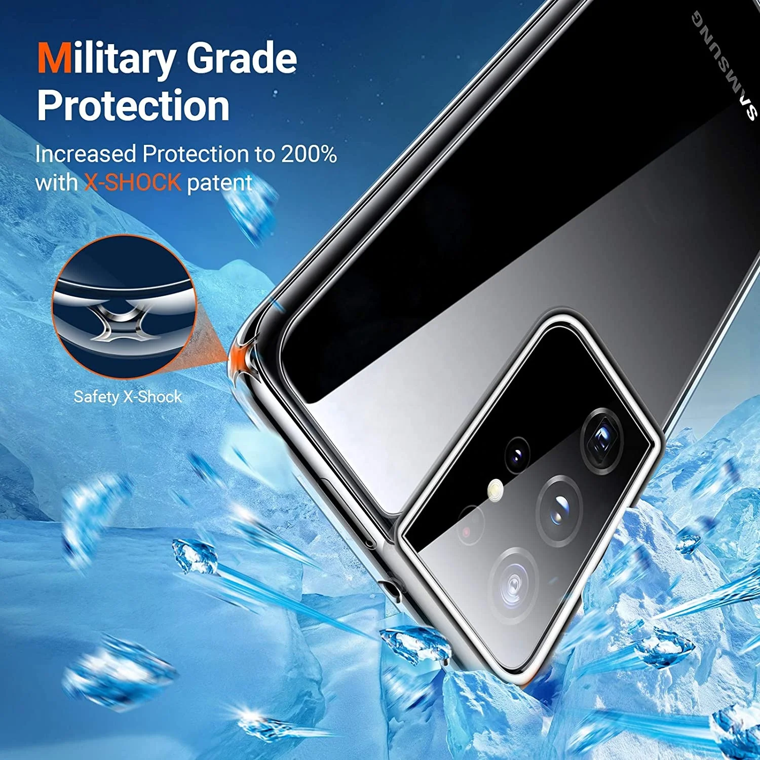 TORRAS Diamond Series For Samsung Galaxy S21 Ultra 6.8 Inch Hard PC Shockproof Clear Slim Thin Mobile Cover Phone Accessories