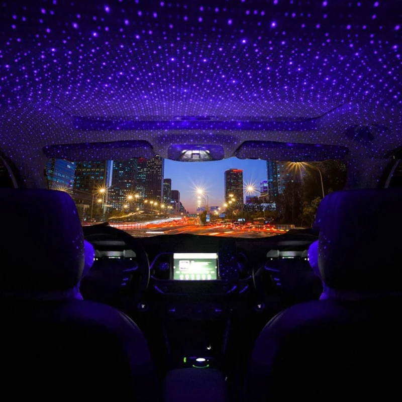 Lonvel Blue Atmosphere Light 100mw USB Car Projector LED Starry Sky Projector Lamp Decorative Car Roof Top Ceiling Star Light