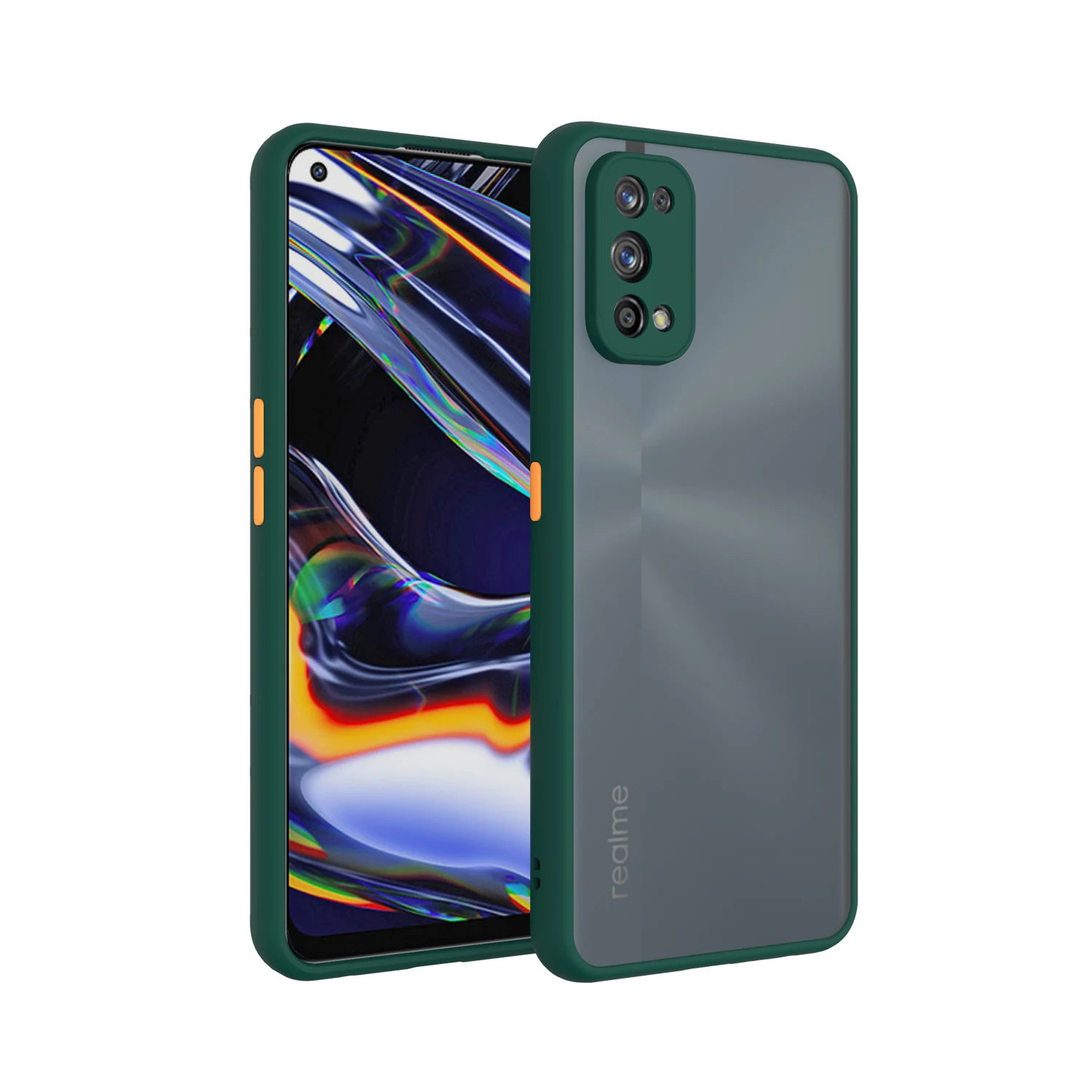 Hybrid Cover Phone Case Translucent Matte PC Hard Back TPU 2020 Fashion Mixed Color for Realme 7 Pro 2.0mm PC Street Fashion