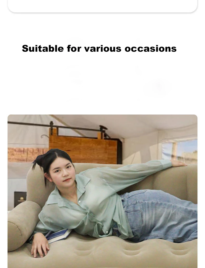 Heavy-duty Folding Inflatable Sofa Single Blow Up Couch Chair  for Adults Outdoor Air Sofa  for Camping Picnic Beach Travel