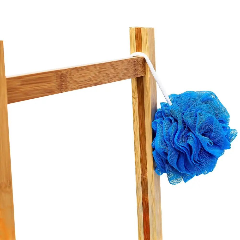 Bamboo Clothes Valet Chair Bathroom Chair with Towel Holders Clothes Stand with 3 Rails,