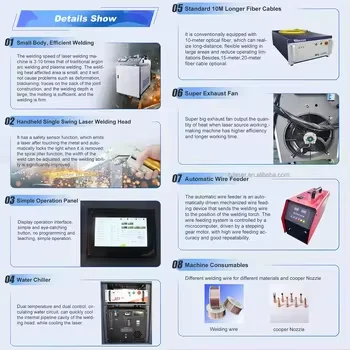 Best Selling Customized portable MAX continuous 1500w 3000w fiber laser welder metal laser cleaning machine stone wall