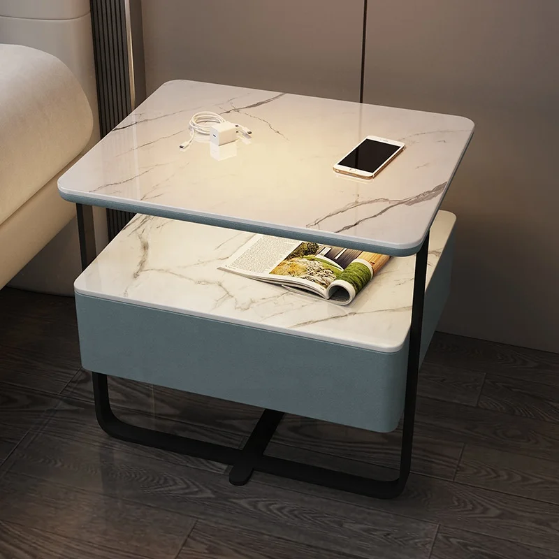 Iron Minimalist Modern Light Nightstand With Led Light Smart Bedside Table