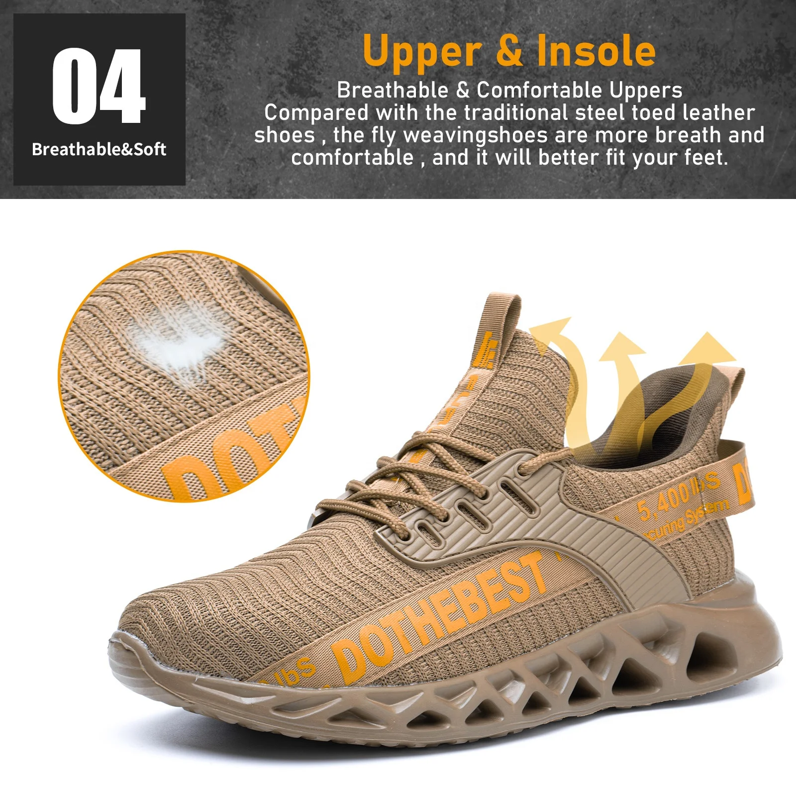 JIANKUN Anti-Smash and Anti-Puncture CE Safety Shoes Lightweight Non-Slip and Breathable Comfortable Work steel toe sports shoes