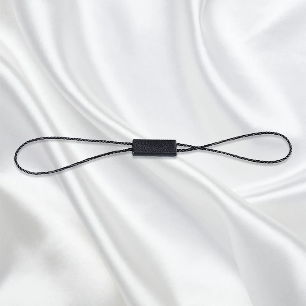 Luxury hangtag rope clothing polyester thread string product seal string with embossed logo plastic seal hang tag string