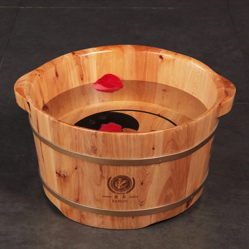 2020 new products Chinese Soaking Foot Tub For Home Use rubber Wood Massage Foot basin