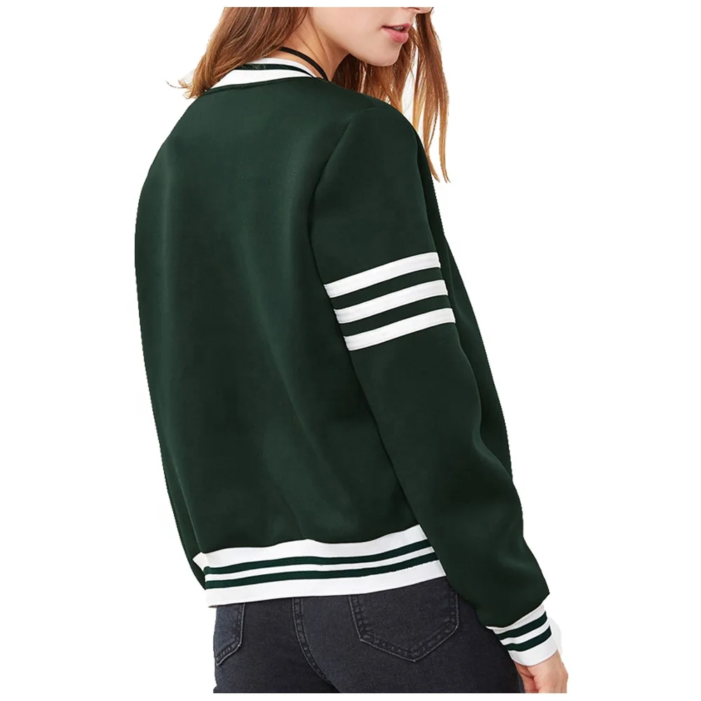 Wholesale High Quality Custom Made Baseball Sports Clothing Girls Collage Jacket Solid Color Youth Ladies Women Letterman Jacket