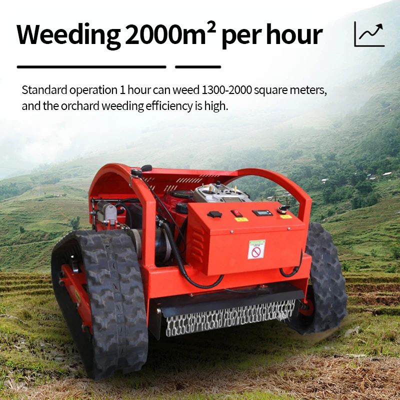 Hot selling agricultural automatic remote control lawn mower/Crawler type small hybrid oil - electric orchard weeding trimmer
