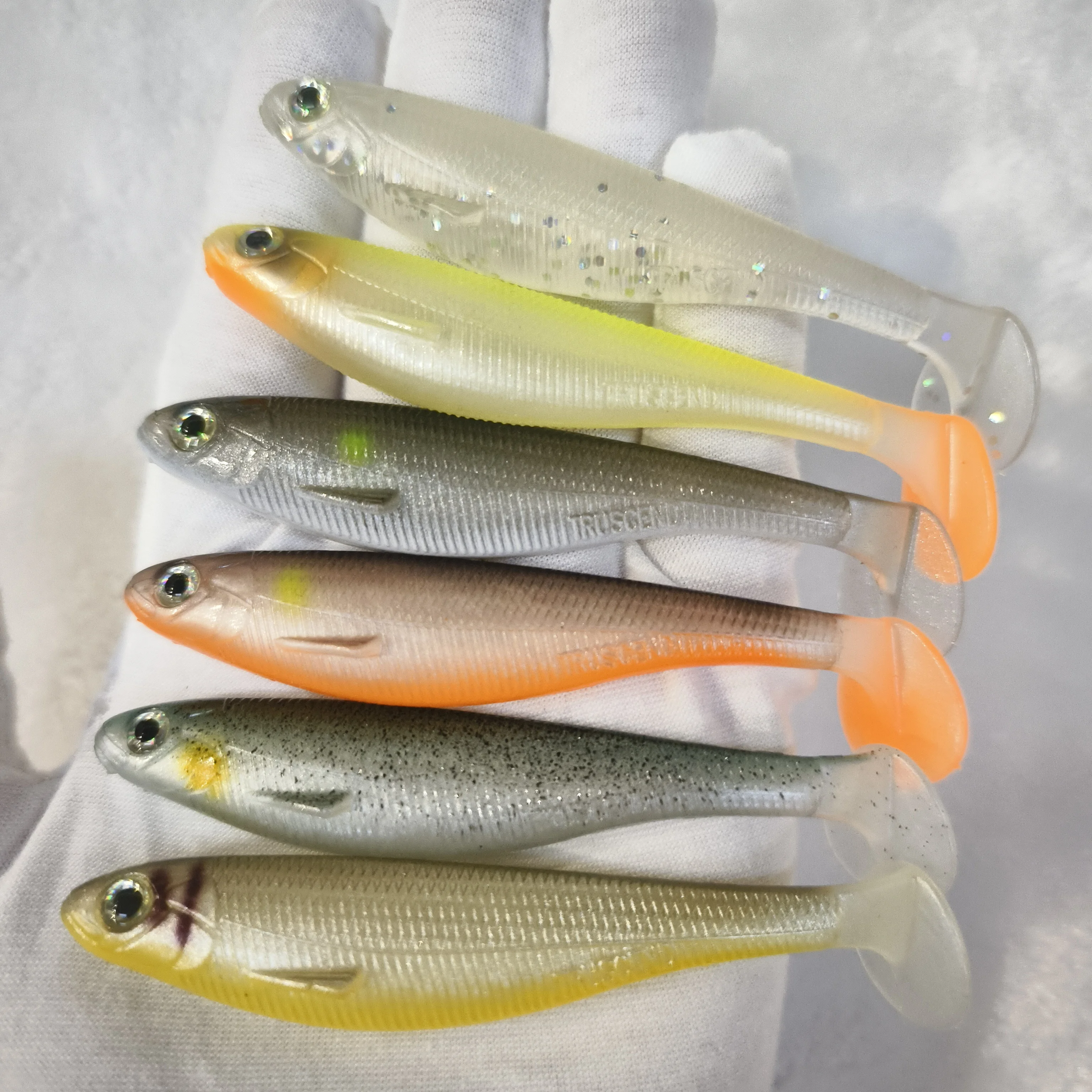 Truscend  New Arrival 6pcs/bag Hot Sale Tpr Material 12cm 10cm 8cm 6cm Soft Bait Worm Soft Plastic Fishing Baits Soft Swim Bait