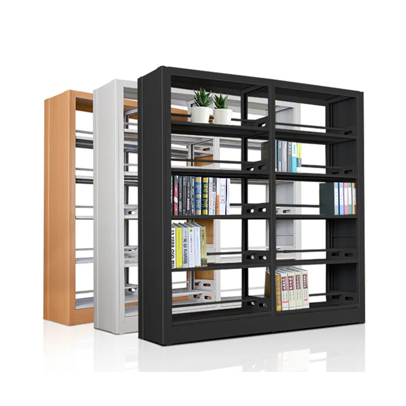 Modern Style Library Furniture Book Shelf School Library Book Shelves Storage Black Metal Iron Rack OEM ODM School Set Morden