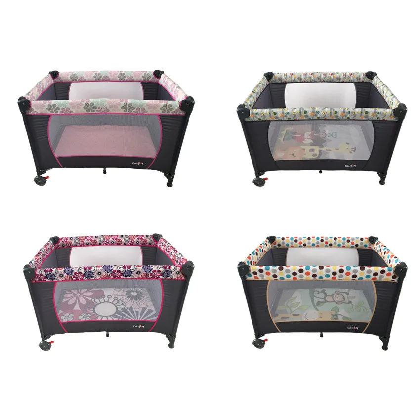 
High Quality Big Environmentally Friendly Custom Cloth Child Safety Fence Playpen With Brake Two Wheels 