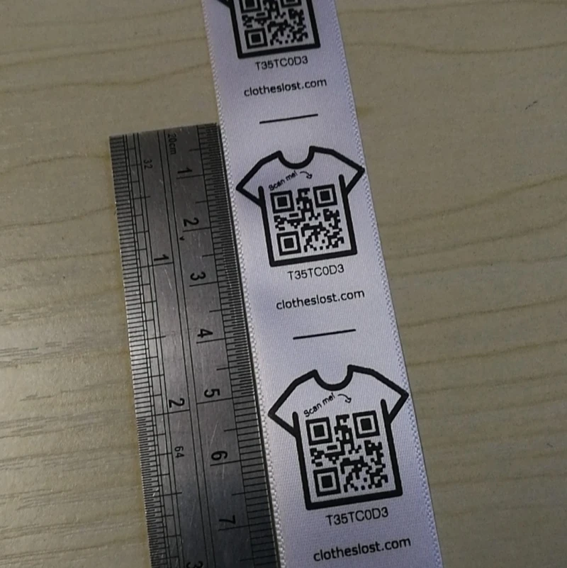 Factory making beautiful printing neck barcode printed satin label