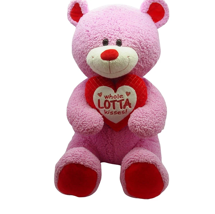 Lovely soft stuffed plush cute animal teddy bear with heart pillow for Valentine