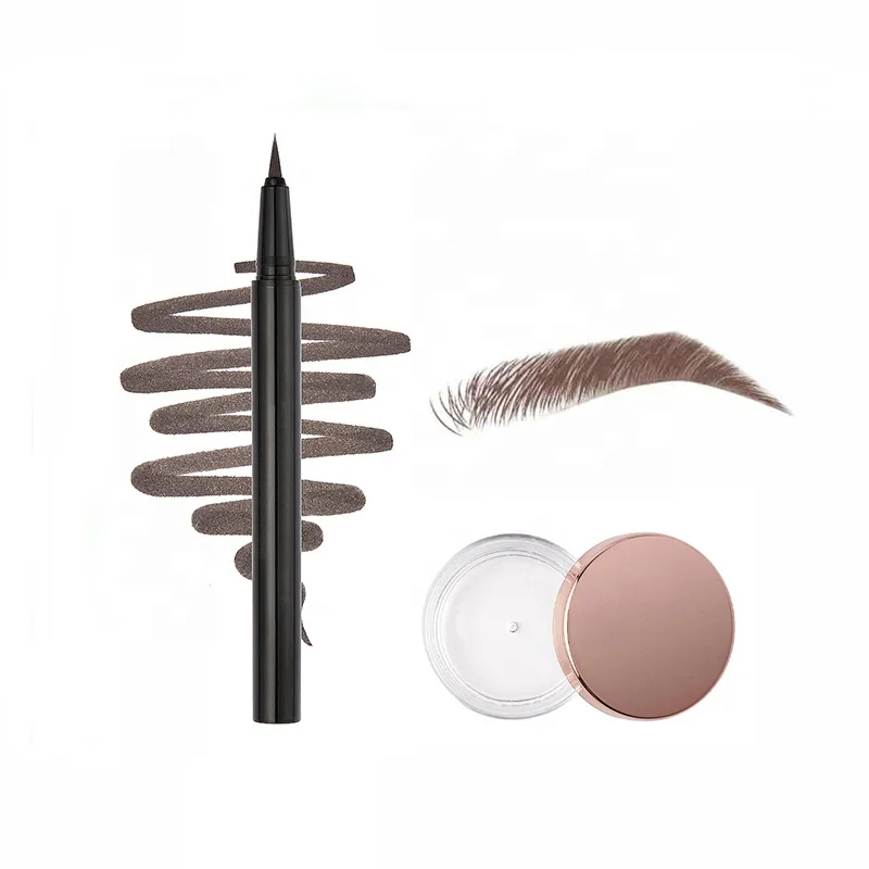 Wholesale Natural Eye Brow kit Private Label Micro Liquid Eyebrow Brow Pen Pencil with Brow Gel