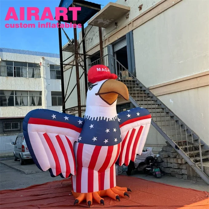 Promotion Giant inflatable eagle, animal model inflatable eagle with hat