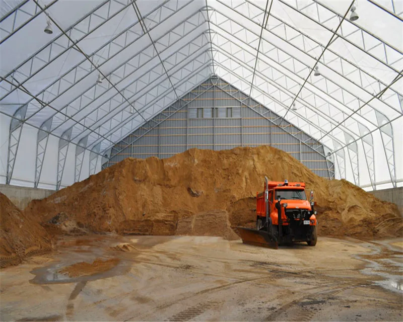 Prefab Galvanized Steel Frame Truss Roof Warehouse Shed  PVC/PVDF Fabric Steel Structure Storage Building Construction