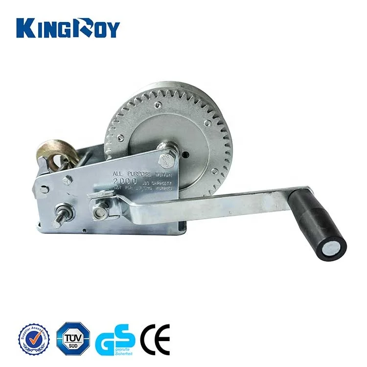 KingRoy 2000lbs portable wire rope pulling manual hand winch cable pulling winch boat trailer winch