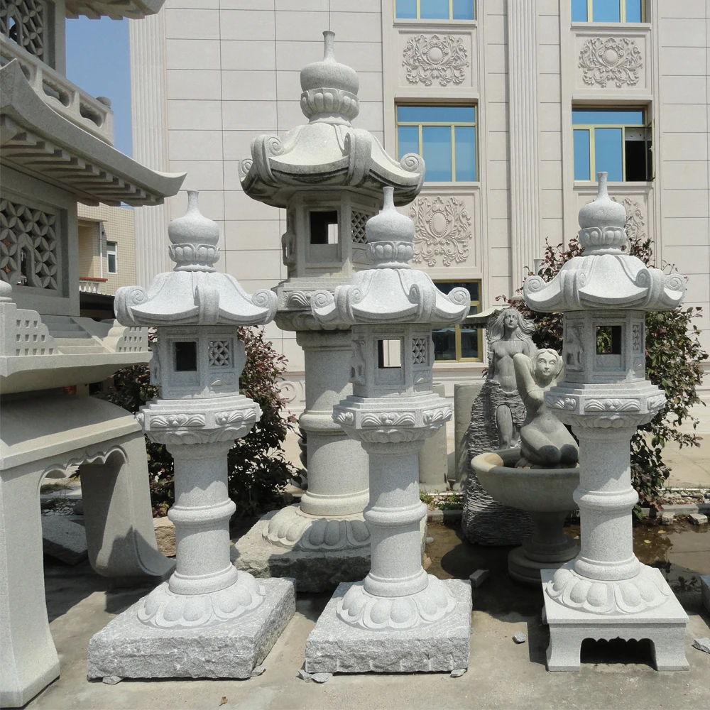 Japanese granite stone garden pagodas lanterns