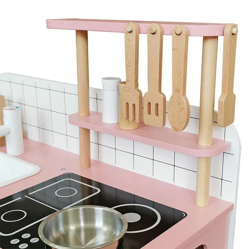 New Customized Pretend Play Big Cooking Toy Wooden Kitchen Toy Set for Kids