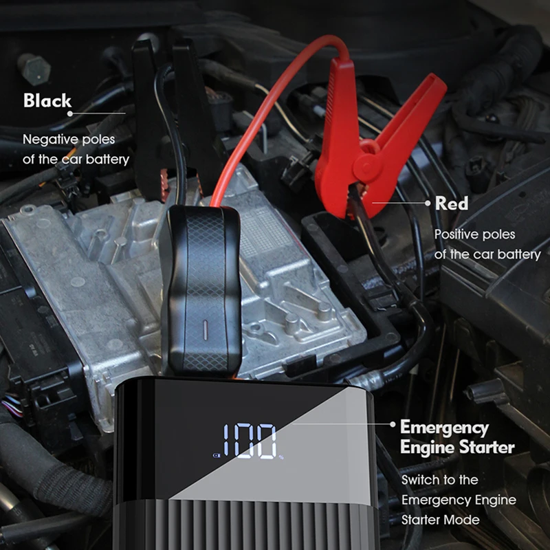 12V car air compressor kit portable inflator jump starter electric air pump tire inflator vehicle emergency tools