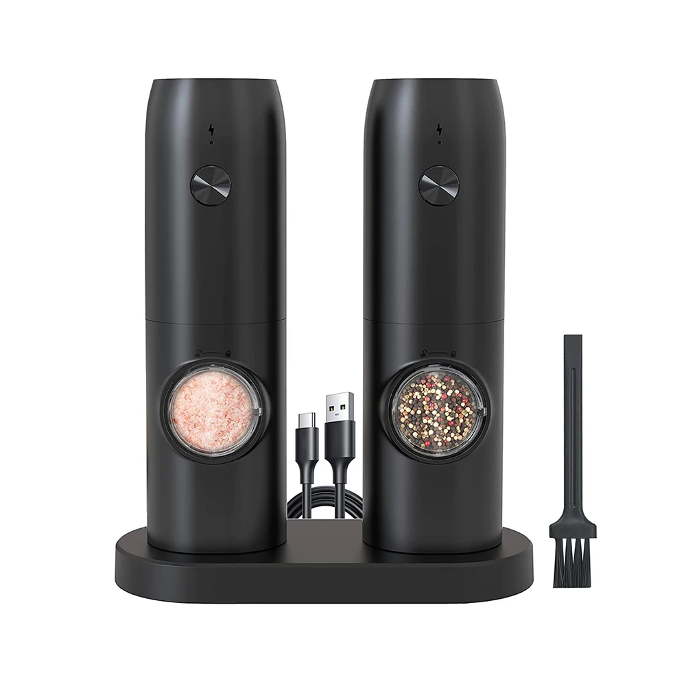 Rechargeable Battery Gravity Salt & Pepper Mills Spice Jar Grinder Mill Electric and Set
