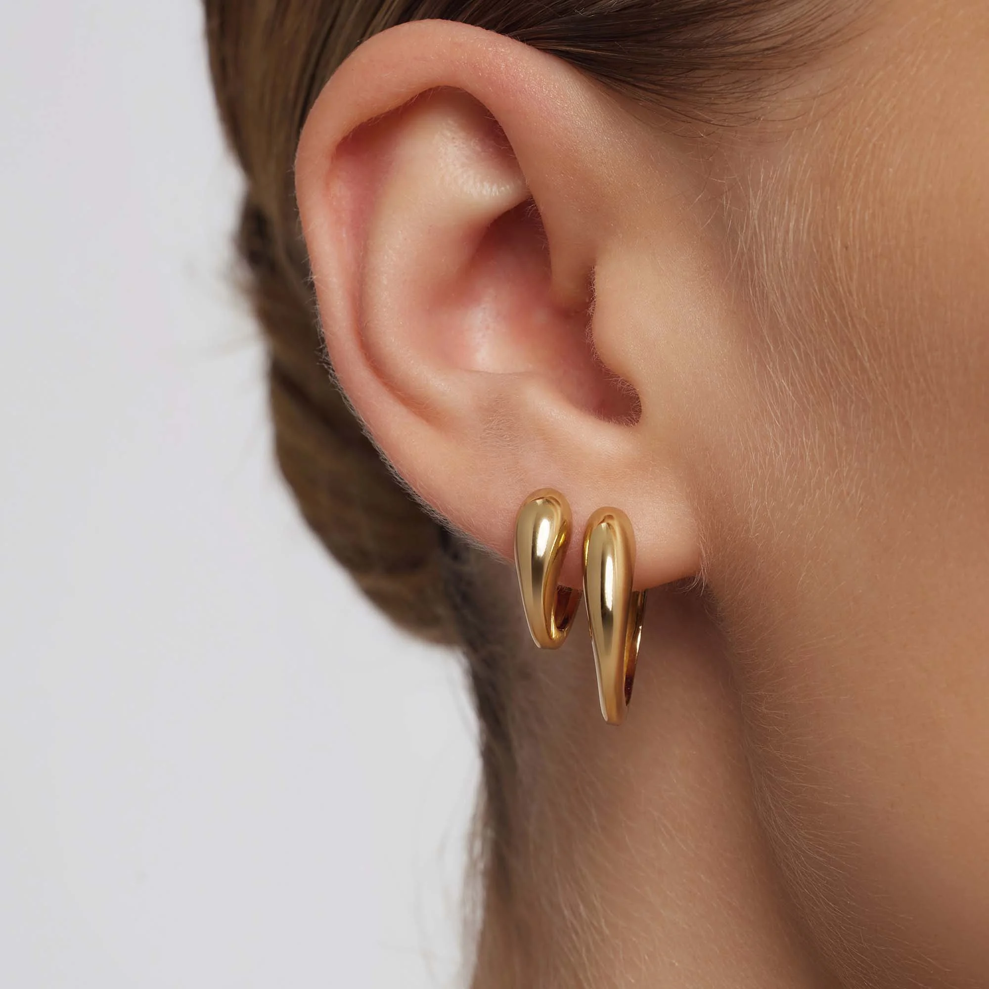 Milskye chunky jewelry 925 sterling silver 18k gold plated geometric allure huggie earrings for women