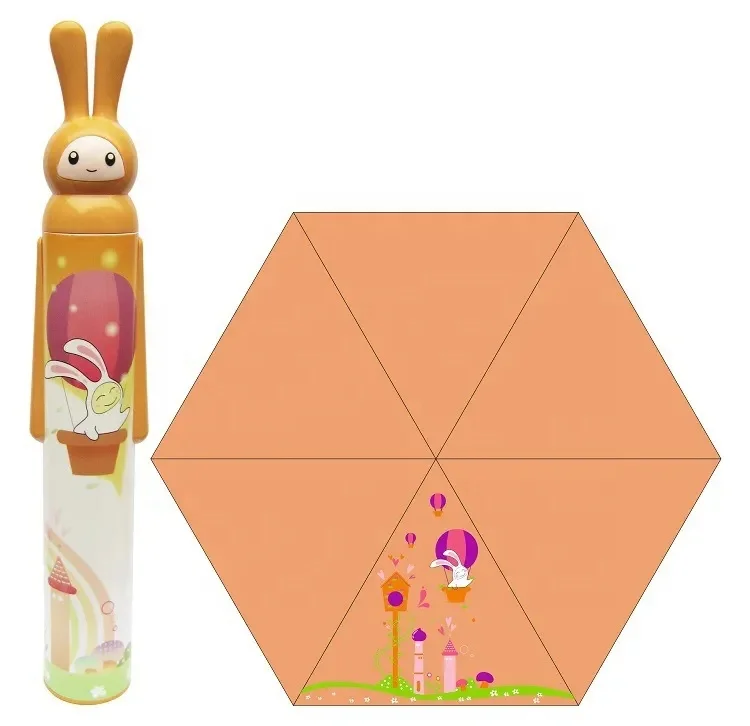 Cartoon Mini Rabbit Bottle Umbrella For Girl Business Gift Customize Logo Sunny 3 Folding Bunny Umbrellas