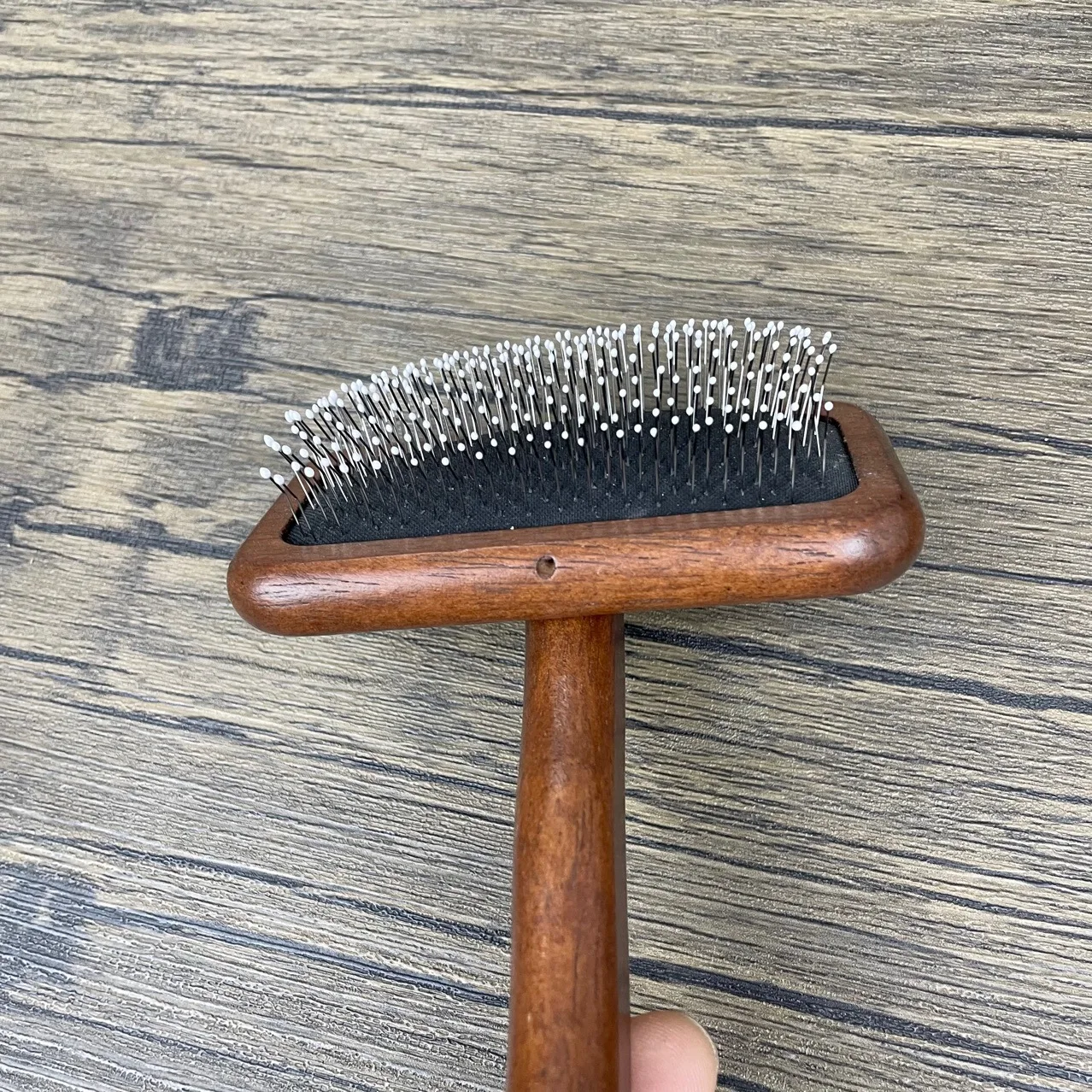 Customization Small Pet Grooming Brush Wood Comb with Adhesive Bead Air Cushion Natural PD Grooming Tools Wooden Hair Comb