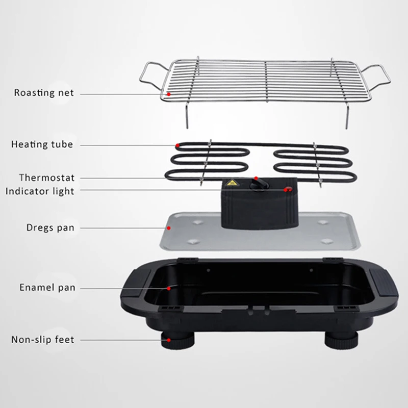 Factory Directly Tabletop Stainless Steel Family Party Barbeque Electric Smokeless Indoor Grill