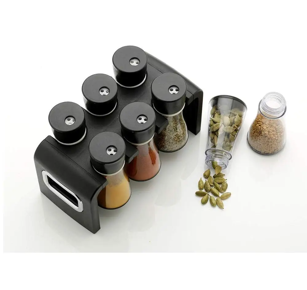 Plastic Revolving Spice Rack Set of 6 For Kitchen