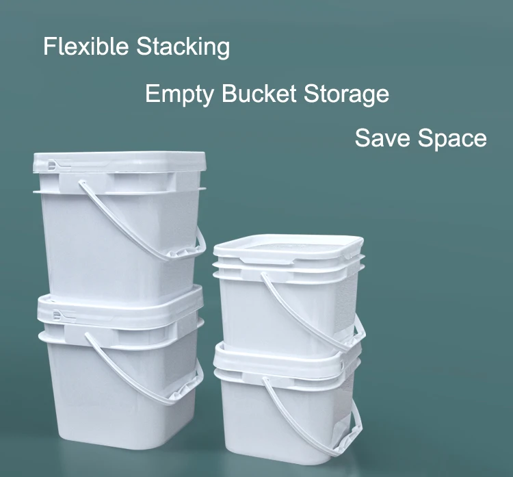 LEADLOONG Barrel Square Pail Plastic Square Bucket with Lid Water Thickened Bucket - Food Grade Plastic Packaging CN;GUA
