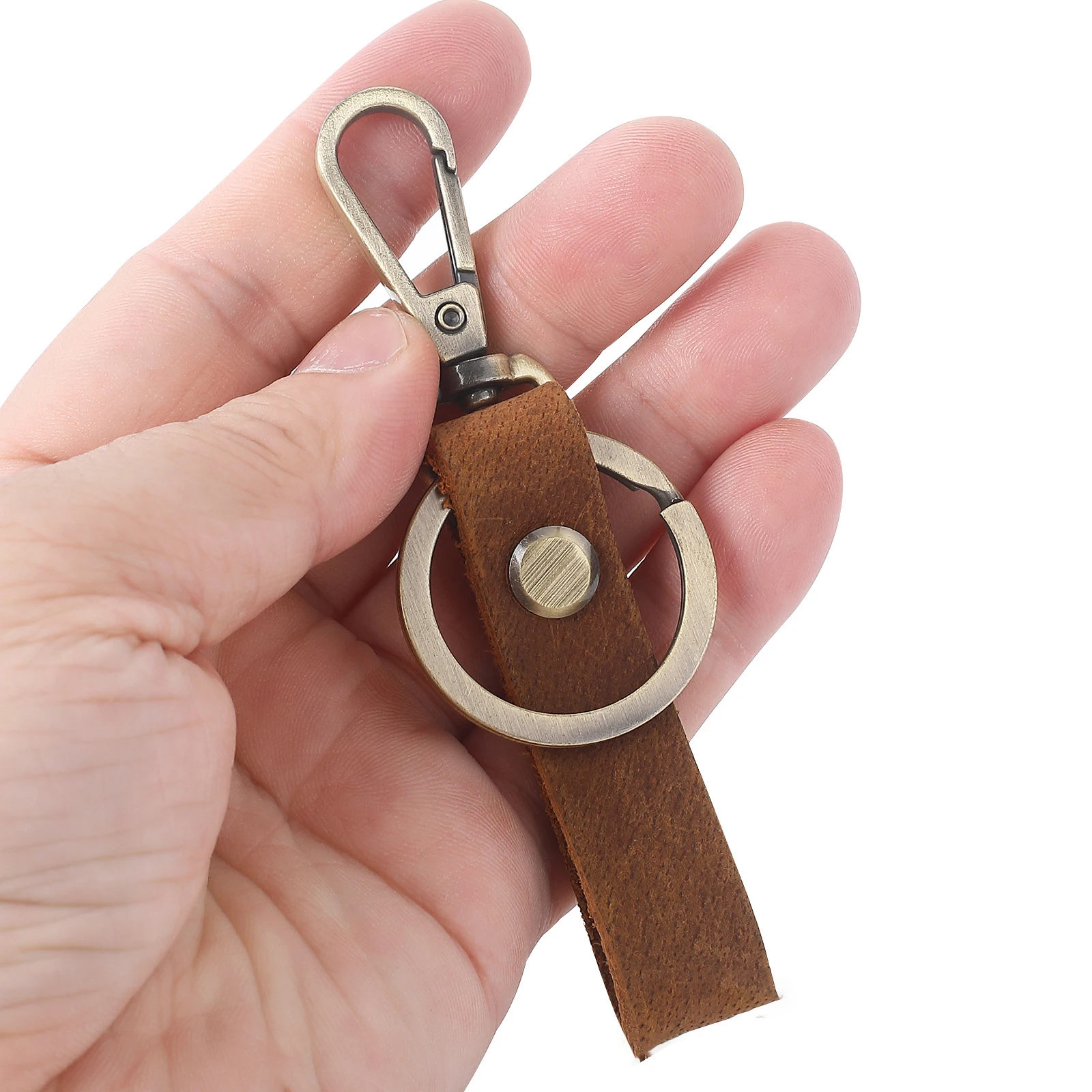 Leather Pocket For Car Keys Ring Clip Mini Purse Holder Real Cowhide Keychain Women Men Accessories Handmade