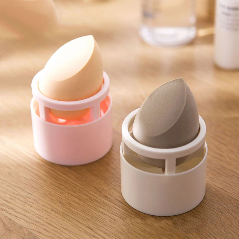 
White Pink Round Shaped Plastic Makeup Sponge Holder Make Up Cosmetic Beauty Sponge Blender Holder Case Dryer Display 
