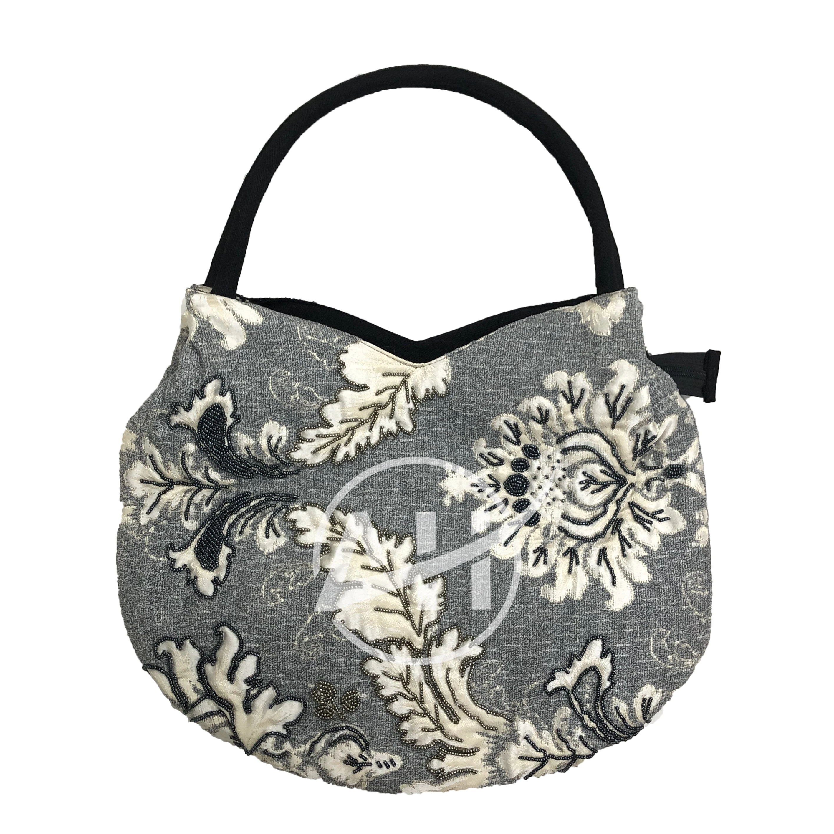Women Beaded Bag with Damask Pattern Botanical Woman Beaded Shoulder Bag Copper Bronze Beaded Floral Vietnam Handmade Handbag