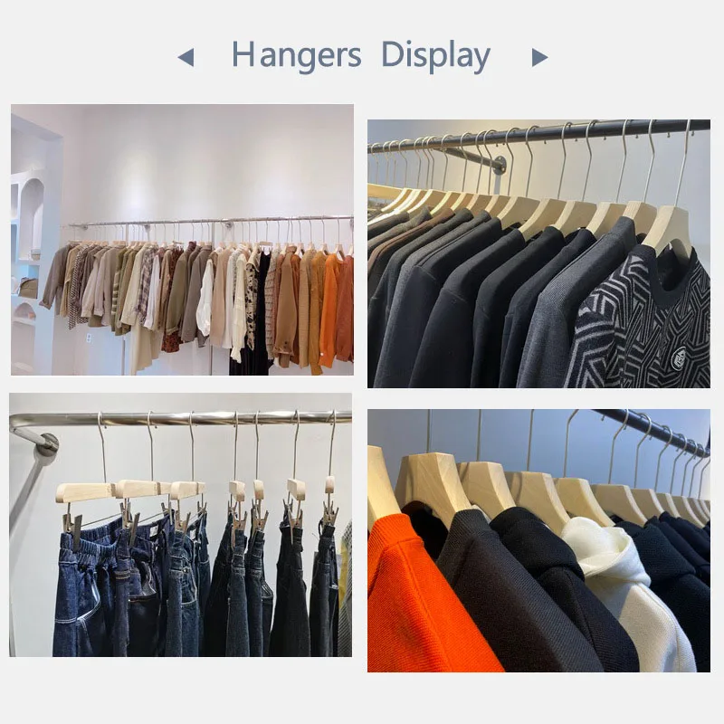 Wood hangers natural camphor smooth surface  non slip premium wall guitar wooden suit hanger for clothing