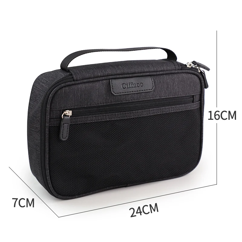 Wash Zipper Cosmetic Pouch Waterproof Bags Toiletries Handle Black Customized Logo Organizer Makeup Nylon Toiletry Bag