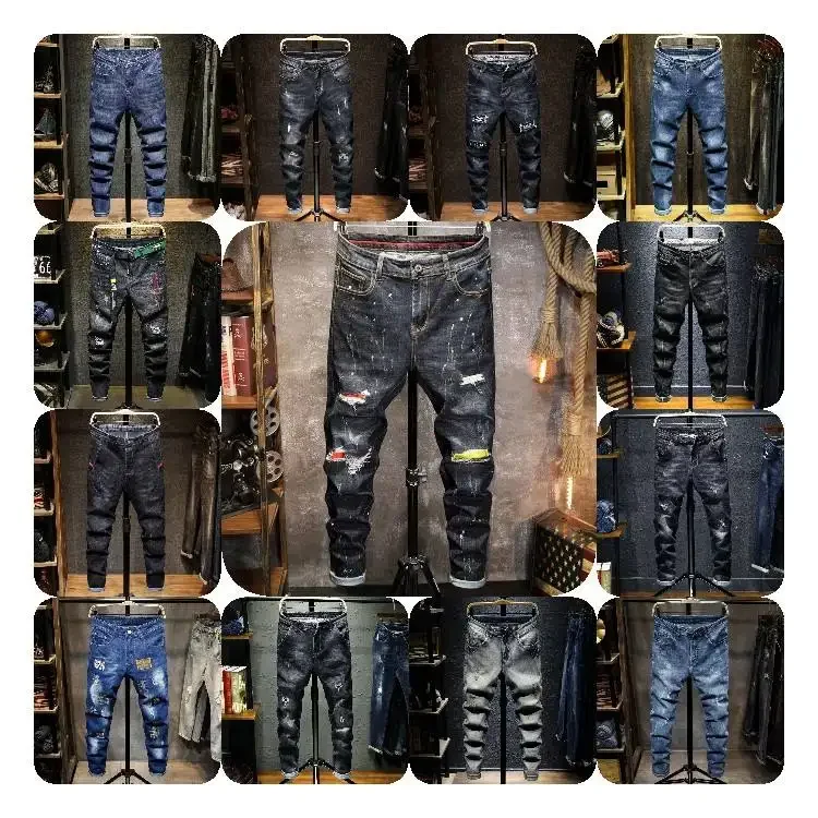 2024 factory wholesale mens jeans classic style business casual gentlemen stretch regular fit denim trousers