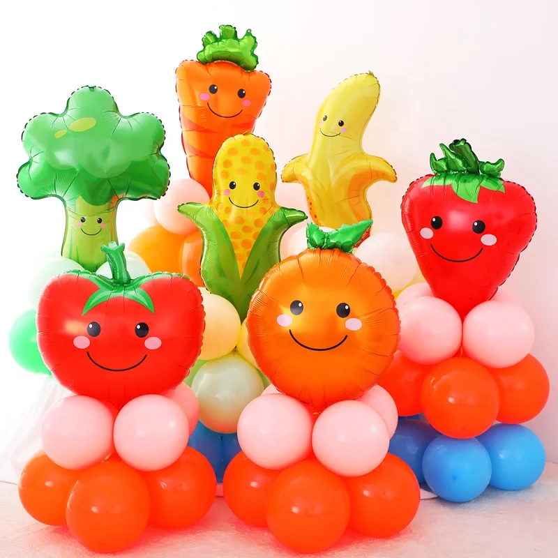 Promotional Products Fruit Vegetable Shape Helium Balloons Strawberry Foil Balloons For Kids Party Decoration