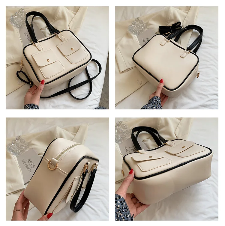 2021 new fashion pu leather shoulder bag waterproof briefcase small square bag