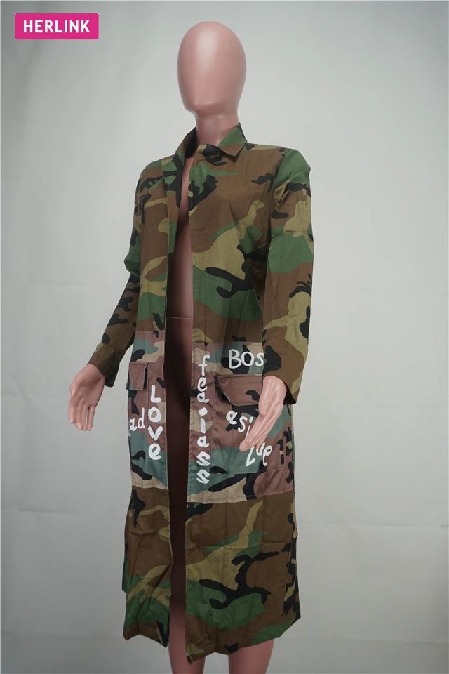 Женская камуфляжная длинная куртка, модная Осенняя камуфляжная куртка H2695, лидер продаж 2022