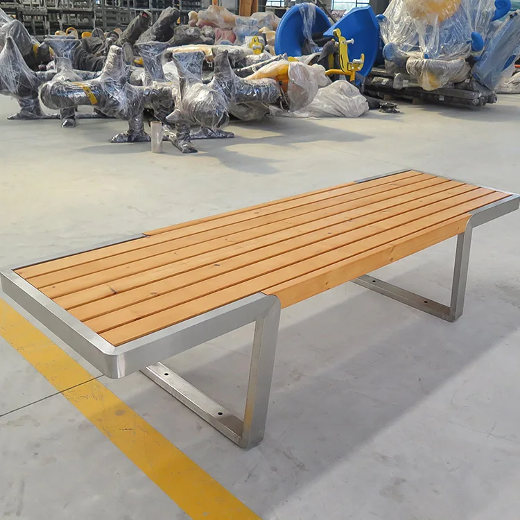 Factory Customized wooden modern park long bench Street Furniture Patio Benches metal wood outdoor bench
