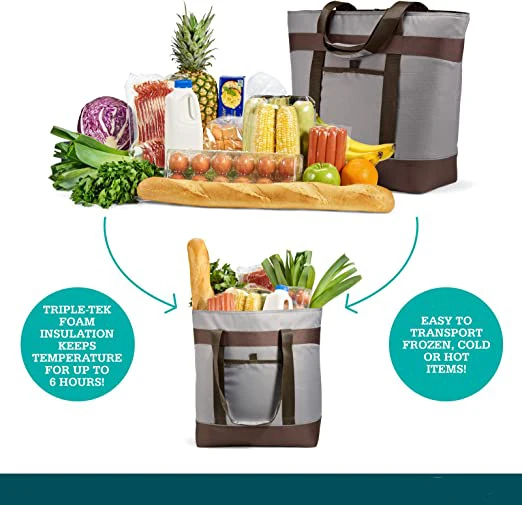 Cooler Bag Insulated Grocery Bags Large Freezer Shopping Cooler Tote for Travel Groceries Beach Thermal Food Delivery Bag