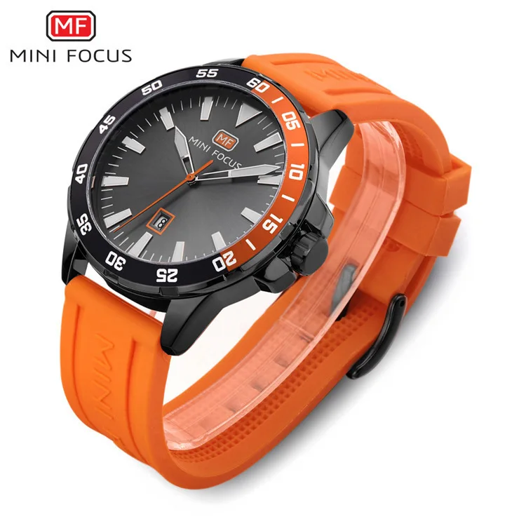 Oversized Gage Silver  Tone Chronograph Watch Leather Wrist Watch Chronograph With Silicone Gel Linkage Military Reloj