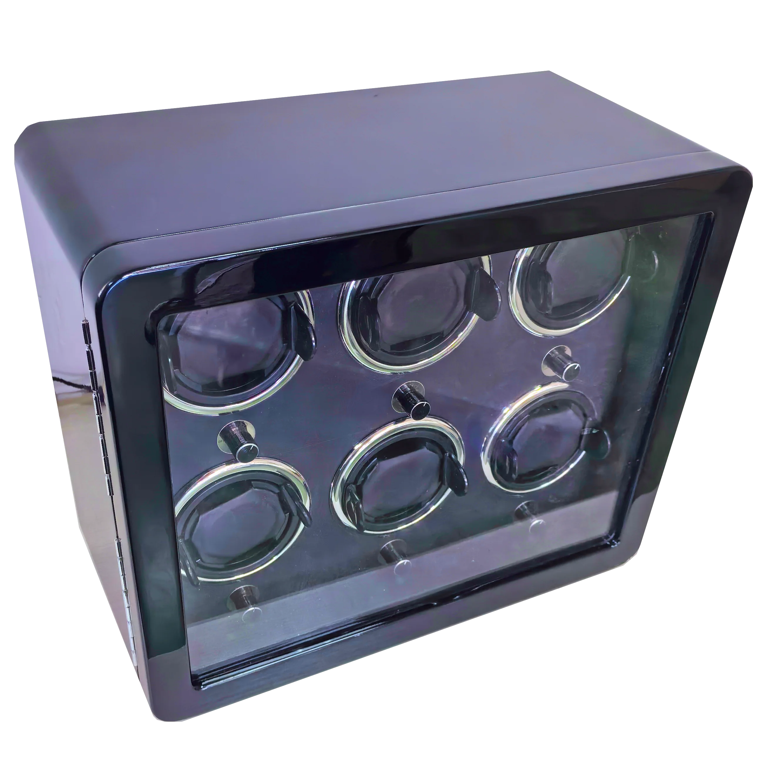 Luxury High quality  molle Automatic watch winder safe wood leather rotations watch winder box  6 slots with OPEN-STOP function