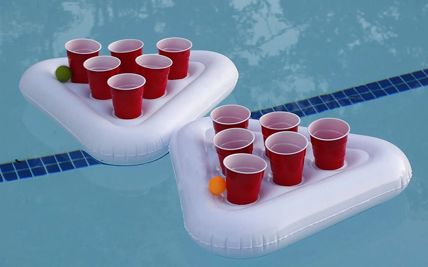 2-Pack Inflatable Beer Pong Floats Set Pool Party Beer Pong Game With Cups and balls