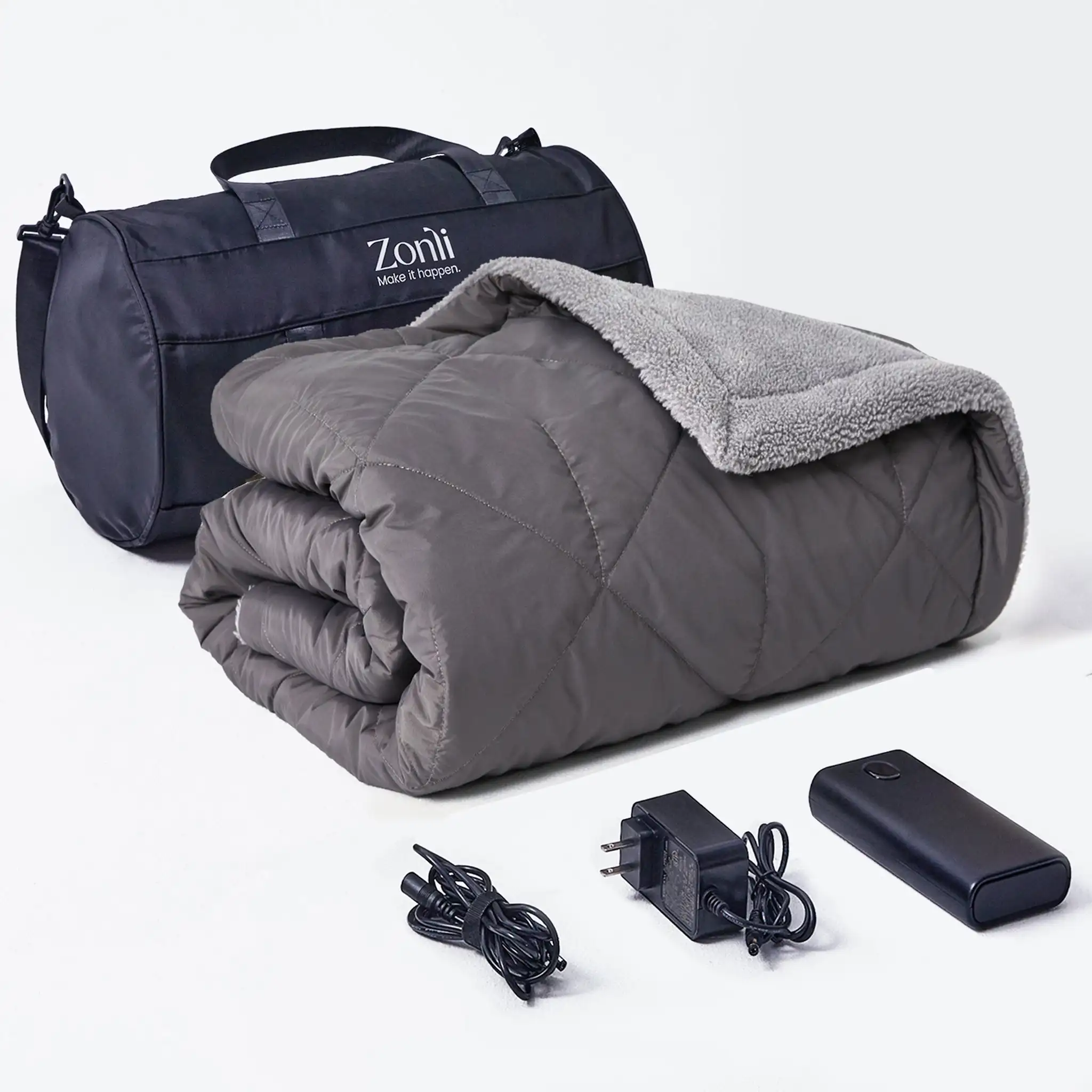 12V Outdoor Use USB Fast Heat 3 Heating Levels Battery Rechargeable Electric Heated Puffy Blanket for Car Home Office