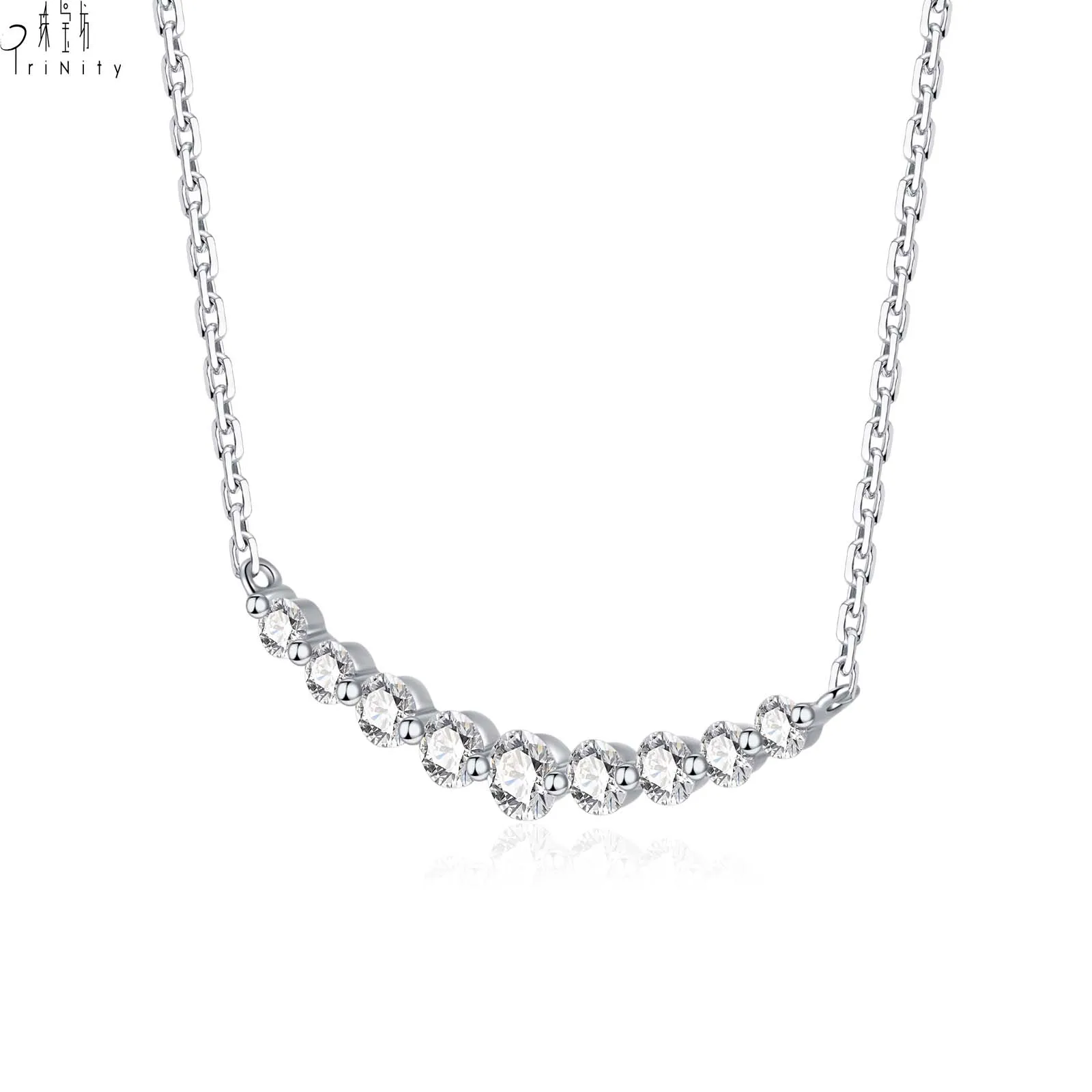 High Quality Fine Jewelry Design 18K Solid Gold Natural Diamond Necklace For Girls