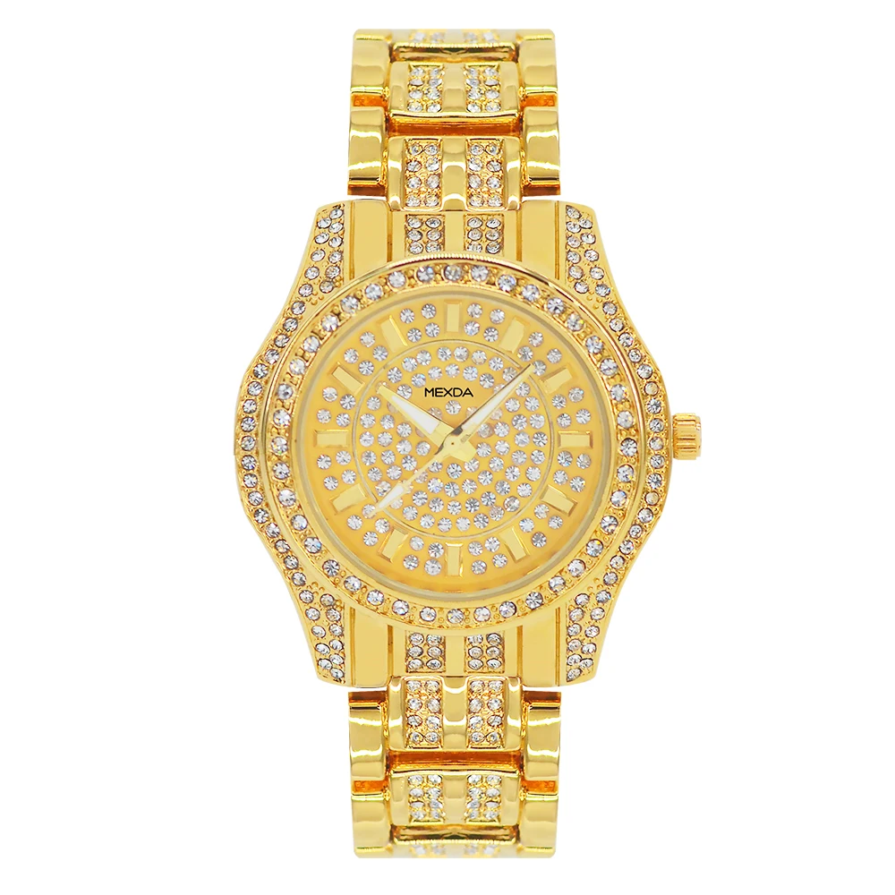 MEXDA OEM Luxury Lady Watch relojes de mujer Quartz Watch for Women Waterproof Iced-out Watch Stainless Steel Bracelet