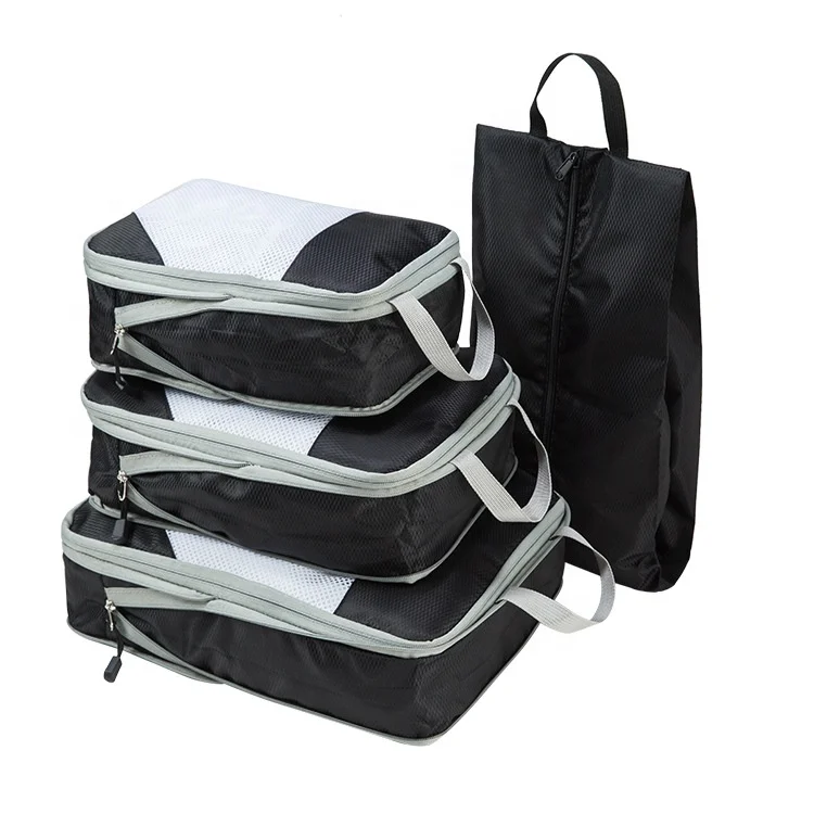 Travel Accessories 4 Set 5 Set 6 Set Nylon Polyester Expandable Packing Cubes Travel Organizers with Shoe Bag